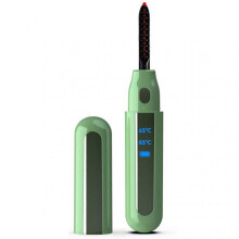 (Green)Electric Heating Eyelash Curling Tool Portable Lash Curler Beauty Tool for Home Travel
