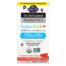 Garden of Life, Probiotiques Formulés par le Dr, Enfants + Organique, Délicieuse Pastèque Bio, 30 Comprimés à Croquer Savoureux