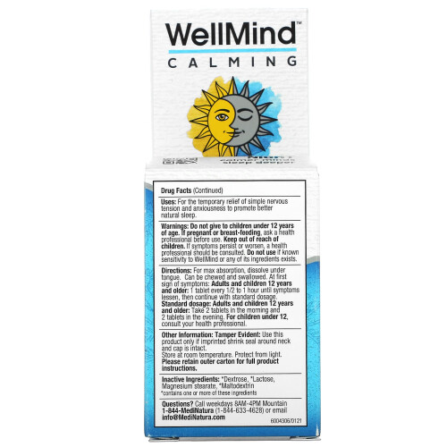 MediNatura, WellMind Calming Day/Night, 100 Tablets 1