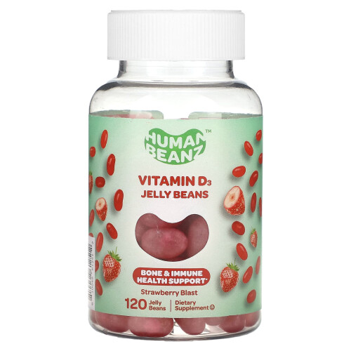 Human Beanz, Vitamin D3 Gummibärchen, Erdbeer-Explosion, 120 Gummibärchen