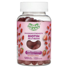 Human Beanz, Biotin Geleebohnen, Maximale Stärke, Erdbeer-Explosion, 2.500 mcg, 120 Geleebohnen