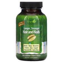 Irwin Naturals, Längeres, Stärkeres Haar und Nägel, 60 Flüssig-Weichkapseln