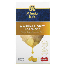 Manuka Health, Manuka-Honig Lutschtabletten, Natürlicher Ingwer & Zitrone, MGO 400+, 15 Lutschtabletten