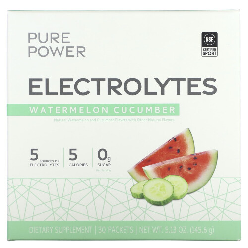 Dr. Mercola, Pure Power, Électrolytes, Pastèque Concombre, 30 Sachets, 5.13 oz (145.6 g)