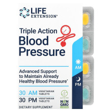 Life Extension, Dreifach Wirkung Blutdruck, AM/PM, 2 Packungen, 30 Vegetarische Tabletten je