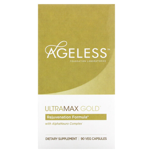 Ageless Foundation Laboratories, UltraMax Gold avec Complexe AlphaNeuro, 90 Capsules Végétariennes