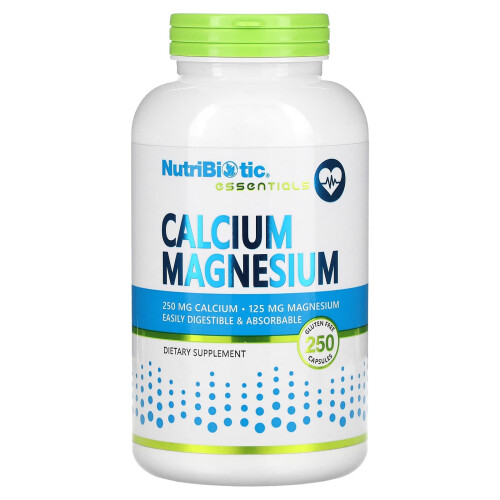 NutriBiotic, Essentials, Kalzium Magnesium, 250 Kapseln