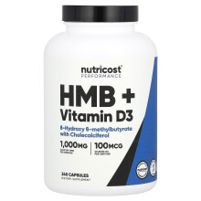 Nutricost, Performance, HMB + Vitamine D3, 240 Gélules