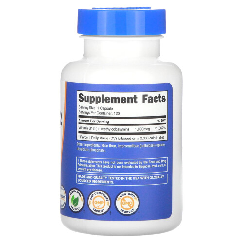 Nutricost, Vitamin B12, 1.000 mcg, 120 Kapseln 1