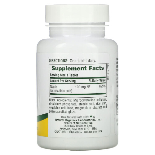 NaturesPlus, Niacin, 100 mg, 90 Tabletten 1