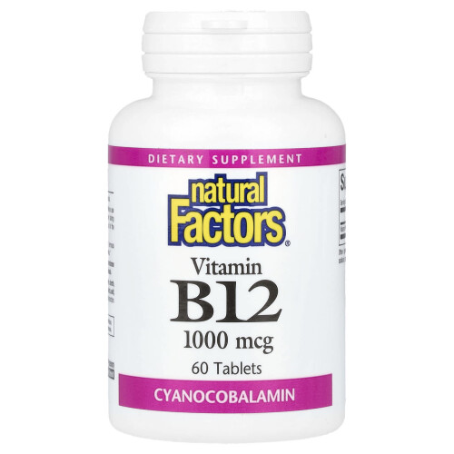 Natural Factors, Vitamine B12, 1 000 mcg, 60 Comprimés