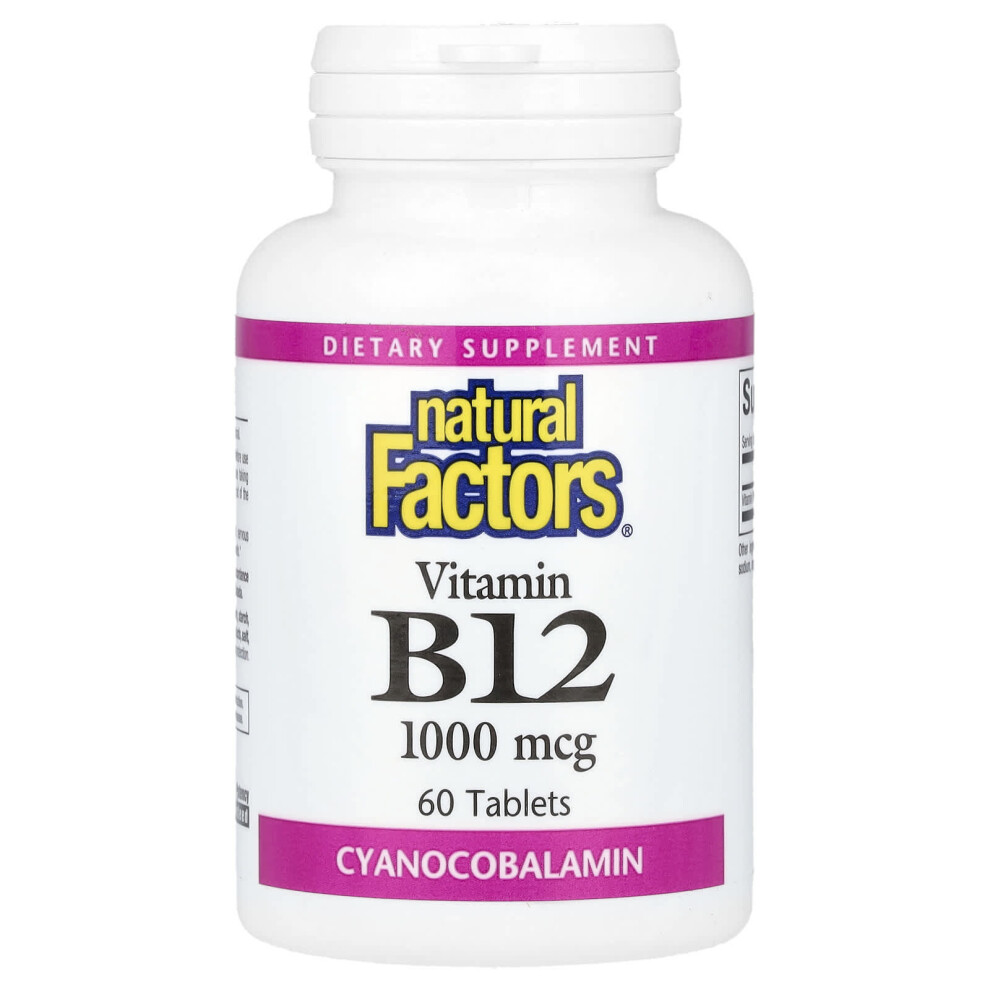 Natural Factors , Vitamin B12, 1,000 Mcg, 60 Tablets