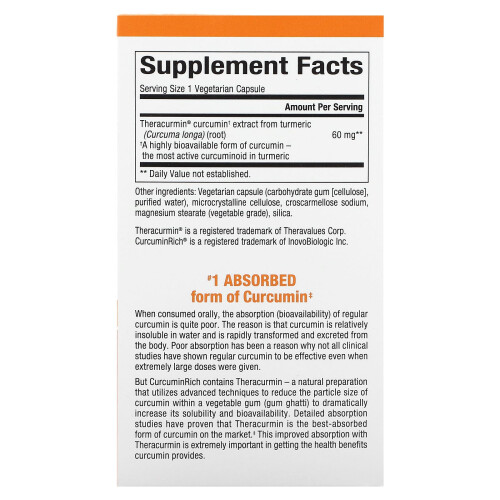 Natural Factors, Theracurmin, Double Concentration, 30 Capsules Végétariennes 1