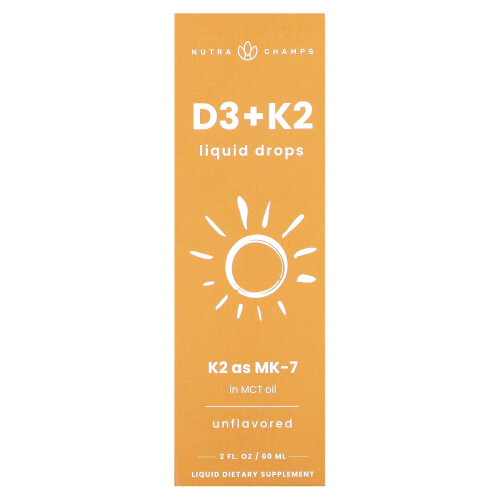 NutraChamps, D3 + K2 Liquid Drops, Unflavored, 2 fl oz (60 ml)
