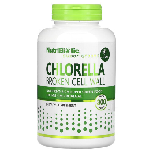 NutriBiotic, Chlorella, 500 mg, 300 Vegane Tabletten