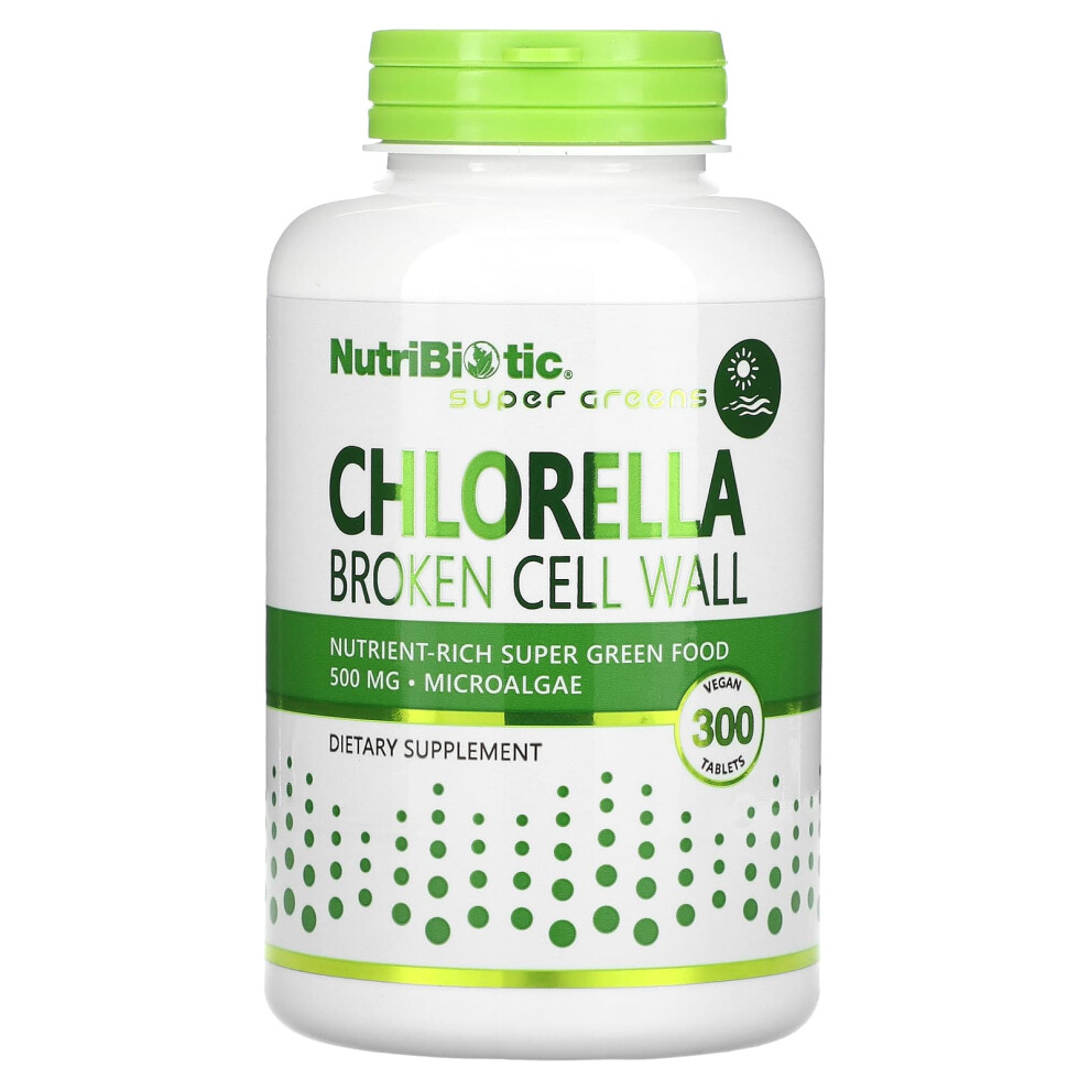 Nutribiotic Green Chlorella, 500 Mg, 300 Vegan Tablets