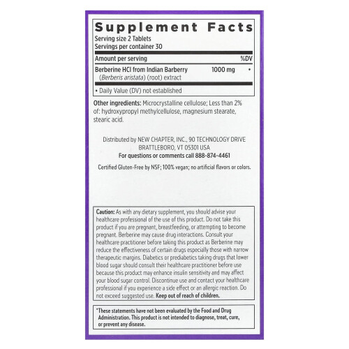 New Chapter, Berberin, 1.000 mg, 60 vegane Tabletten (500 mg pro Tablette) 1