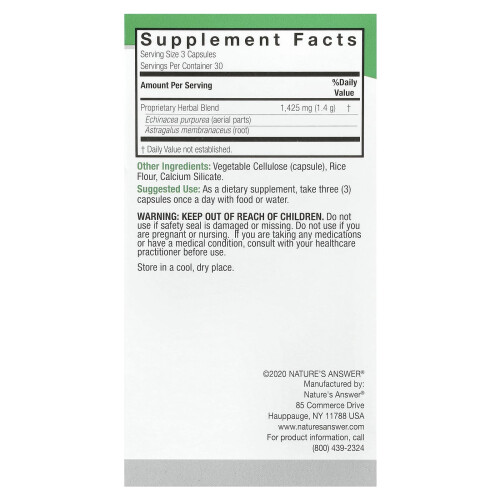 Nature's Answer, Echinacea & Astragalus, 90 Vegetarische Kapseln 1