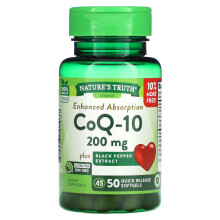 Nature's Truth, CoQ-10, Verbesserte Absorption, 200 mg, 50 Schnellfreisetzende Softgels