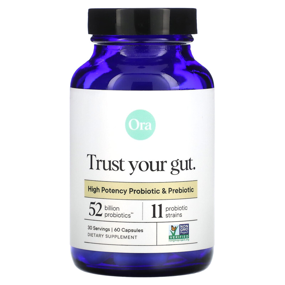 Ora , Trust Your Gut, High Potency Probiotic & Prebiotic, 60 Capsules