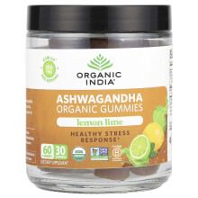 Organic India, Bio-Ashwagandha-Gummis, Zitrone-Limette, 300 mg, 60 Gummis (150 mg pro Gummibärchen)