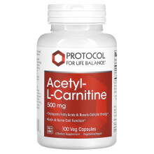 Protocol for Life Balance, Acetyl-L-Carnitin, 500 mg, 100 Vegetarische Kapseln