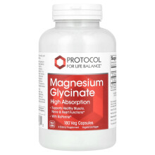 Protocol for Life Balance, Magnesiumglycinat, Hoch Bioverfügbar, 180 Vegetarische Kapseln