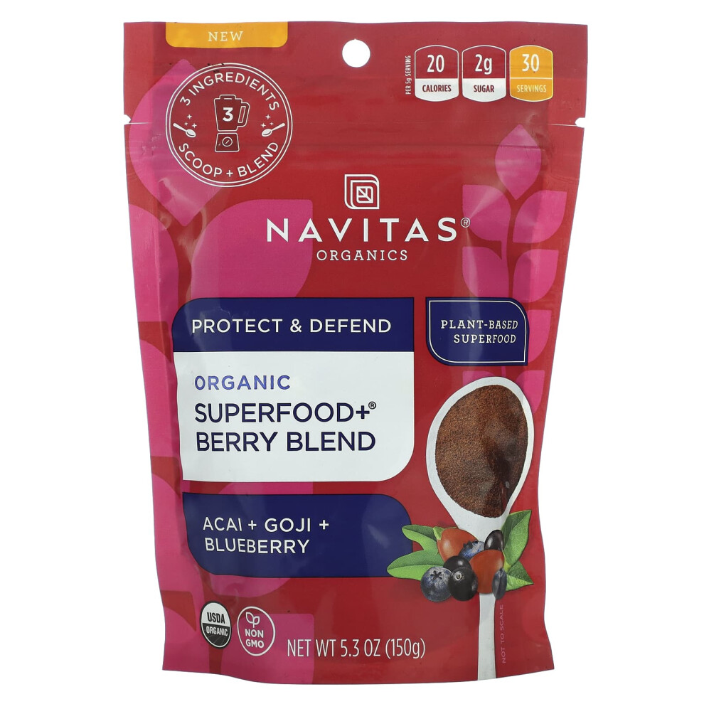 Navitas Organics , Organic Superfood+ Berry Blend, Acai + Goji + Blueberry, 5.3 Oz (150 G)