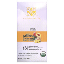 Secrets of Tea, Thé Organique Non aux Nausées Matinales, Sans Caféine, Pêche et Gingembre, 20 Sachets de Thé, 1,41 oz (40 g)