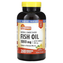 Sundance Vitamins, Fischöl, Natürliches Zitrone, 1.000 mg, 200 Quick Release Weichkapseln