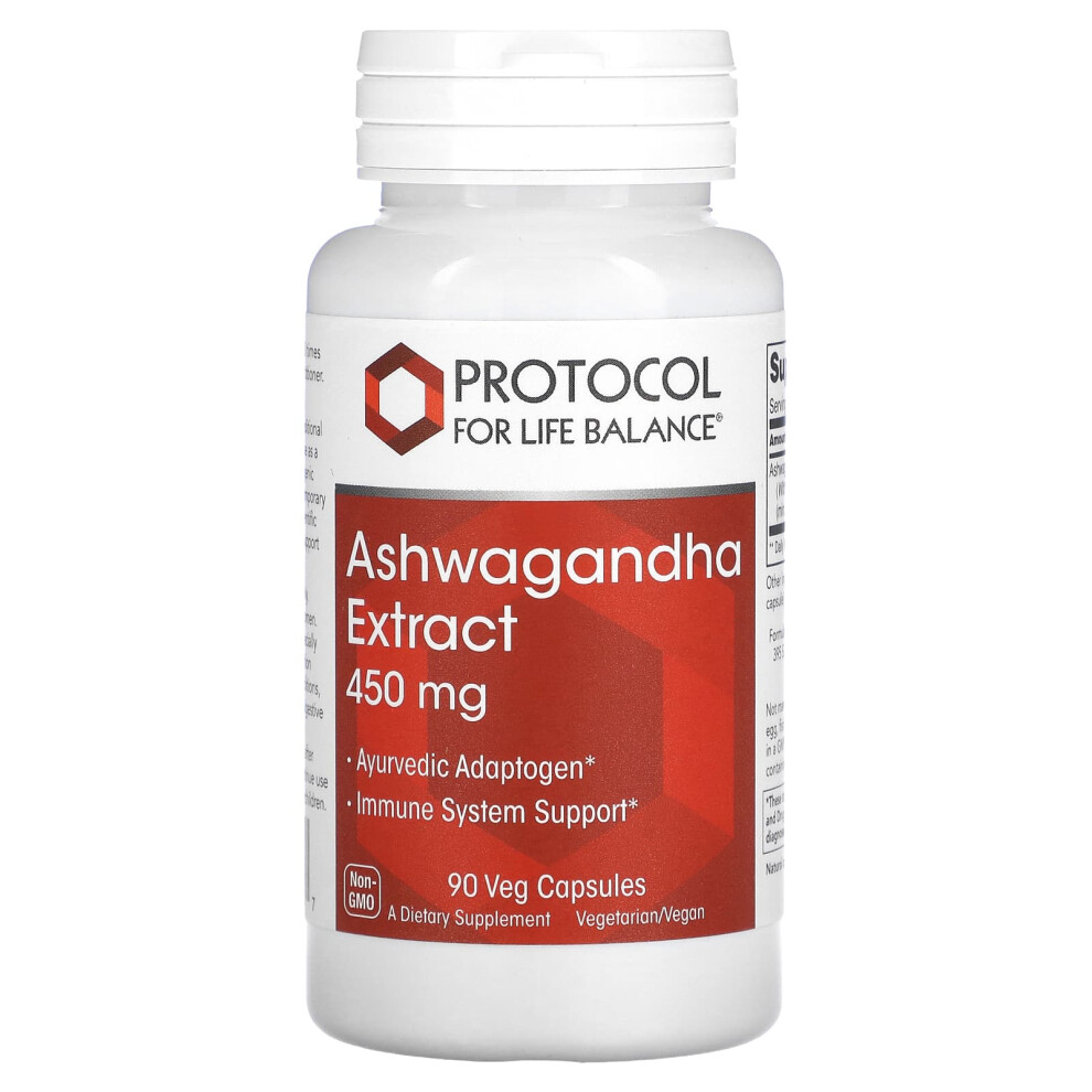 Protocol For Life Balance , Ashwagandha Extract, 450 Mg 90 Veg Capsules
