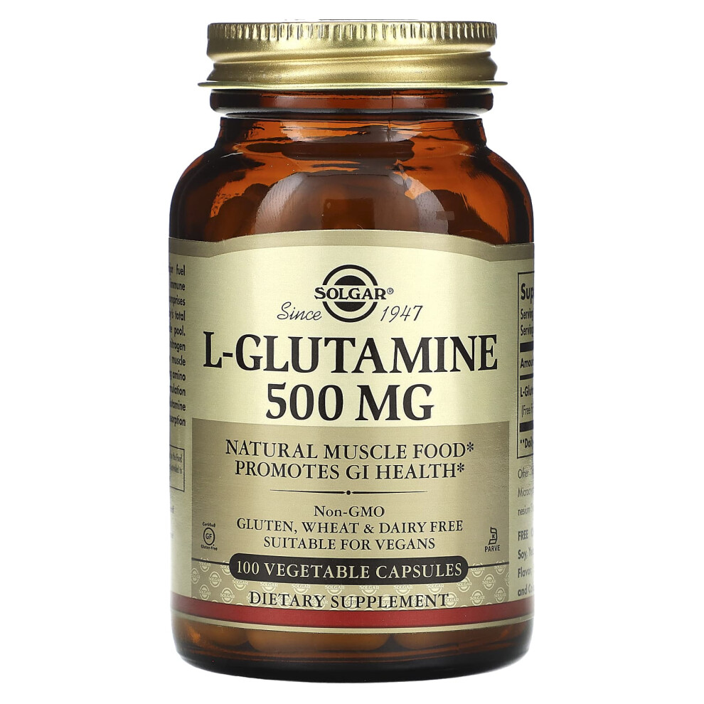 Solgar , L-Glutamine, 500 Mg, 100 Vegetable Capsules