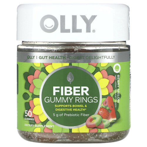 OLLY, Faser-Gummi-Ringe, Beere-Melone, 50 Gummis