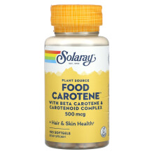 Solaray, Pflanzliche Quelle, Nahrungskarotin mit Beta-Carotin & Carotinoid-Komplex, 500 mcg, 100 Weichkapseln
