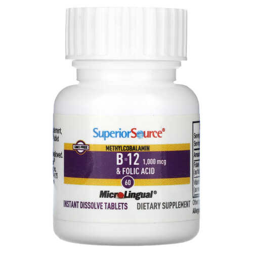 Superior Source, Méthylcobalamine B12, Acide Folique, 60 Comprimés à Dissolution Instantanée 2