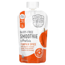 Serenity Kids, Dairy-Free Smoothie + Protein, All Ages 6+ Months, Pumpkin Spice, 3.5 oz (99 g)