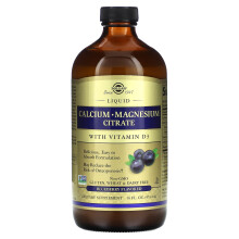 Solgar, Calcium Magnesium Citrat Flüssig mit Vitamin D3, Blaubeere, 16 fl oz (473 ml)