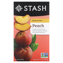 Stash Tea, Thé Noir, Pêche, 20 Sachets de Thé, 1,3 oz (38 g)