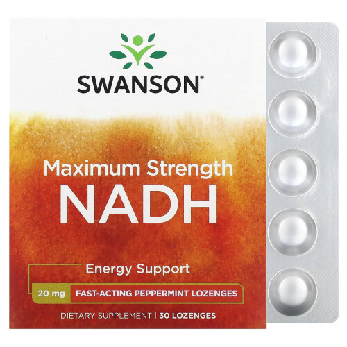 Swanson, NADH Force Maximale, Menthe, 20 mg, 30 Pastilles