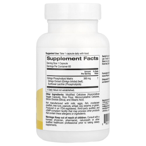 Super Nutrition, Ginkgo Phytosom, 360 mg, 60 Gemüsekapseln 1