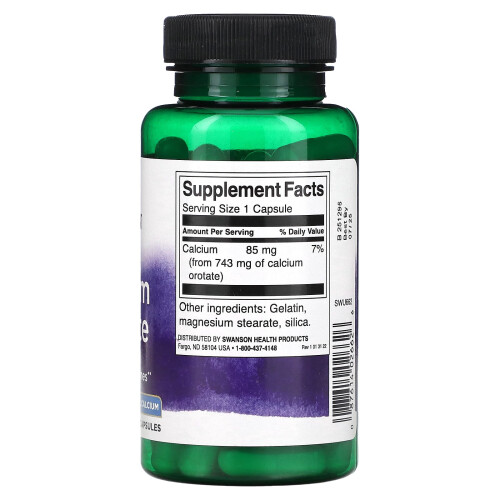 Swanson, Orotate de Calcium, 85 mg, 60 Capsules 1