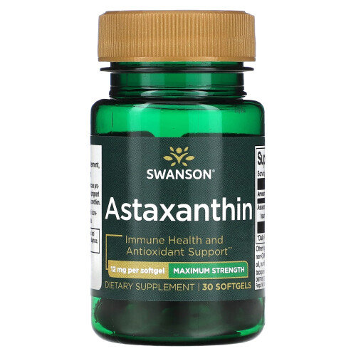 Swanson, Astaxanthin, Maximale Stärke, 12 mg, 30 Softgels