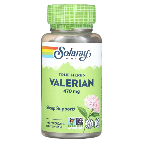 Solaray, Echte Kräuter, Baldrian, 470 mg, 100 VegKaps