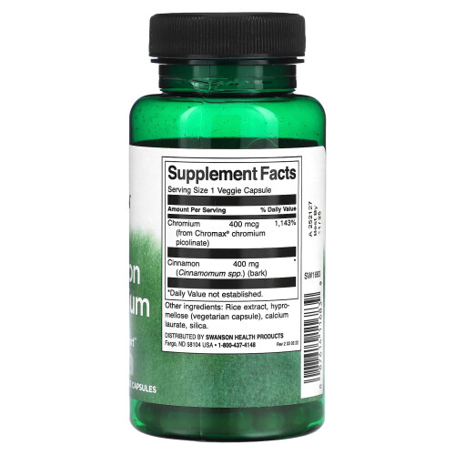 Swanson, Cinnamon & Chromium, 60 Veggie Capsules 1