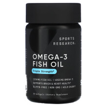 Sports Research, Omega-3 Fischöl, Dreifachstärke, 30 Weichkapseln