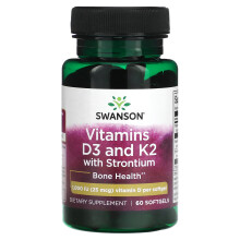 Swanson, Vitamine D3 und K2 mit Strontium, 1.000 IE (25 mcg), 60 Softgels
