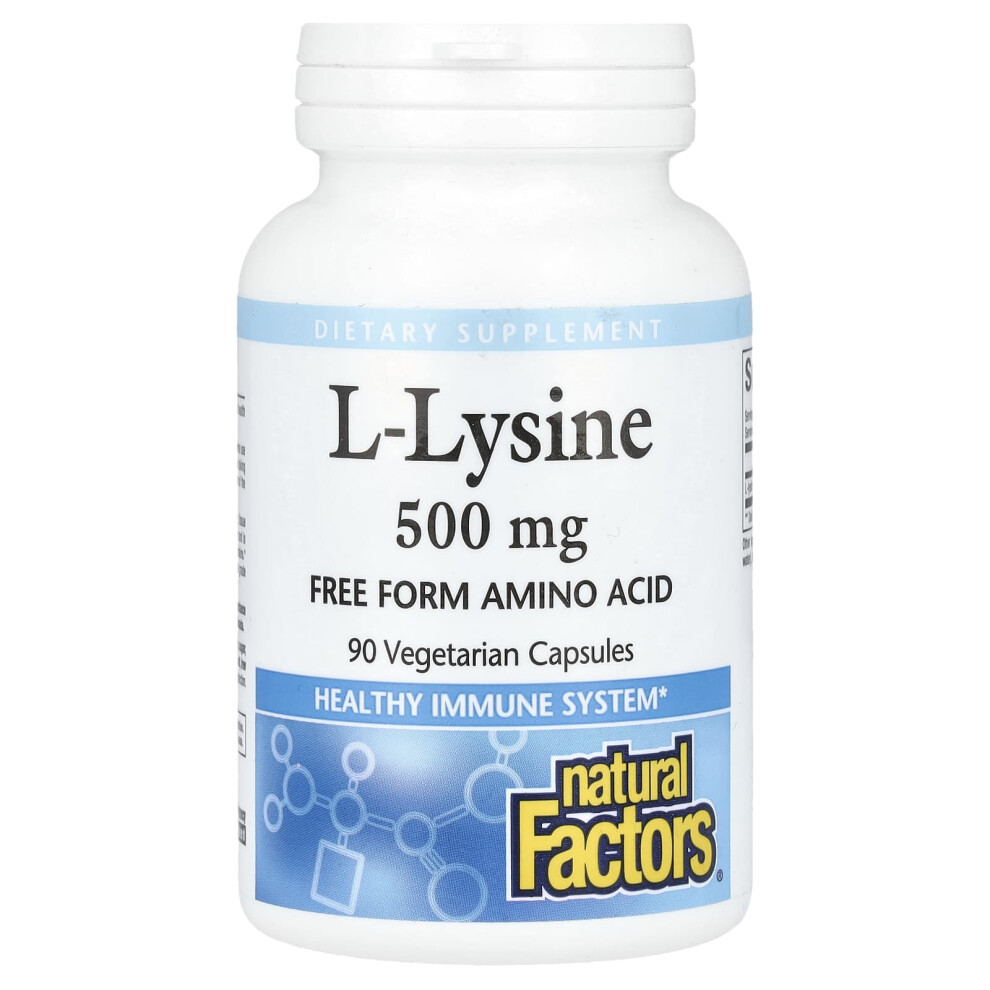 Natural Factors , L-Lysine, 500 Mg, 90 Vegetarian Capsules