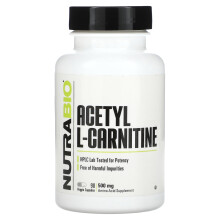 NutraBio, Acetyl-L-Carnitin, 500 mg, 90 Vegetarische Kapseln