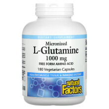 Natural Factors, L-Glutamine Micronisée, 1 000 mg, 180 Gélules Végétariennes
