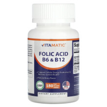 Vitamatic, Folsäure B6 & B12, Natürliche Beere, 180 Schnell Zerfallende Tabletten